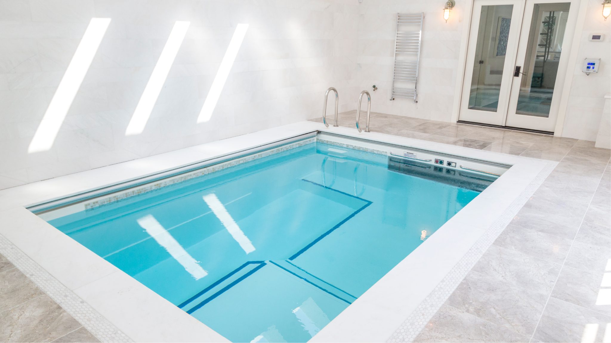 Indoor Pool in Southern New England is a swim spa oasis all year long. Indoor Pool in Southern New England is a swim spa oasis all year long.