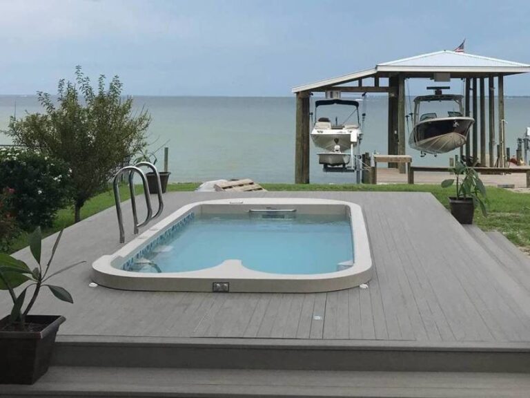 Triton outdoor home swim spa raised decking