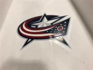 Blue Jackets pool floor logo