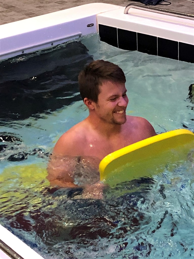 training in new aquatic therapy room at wtamu