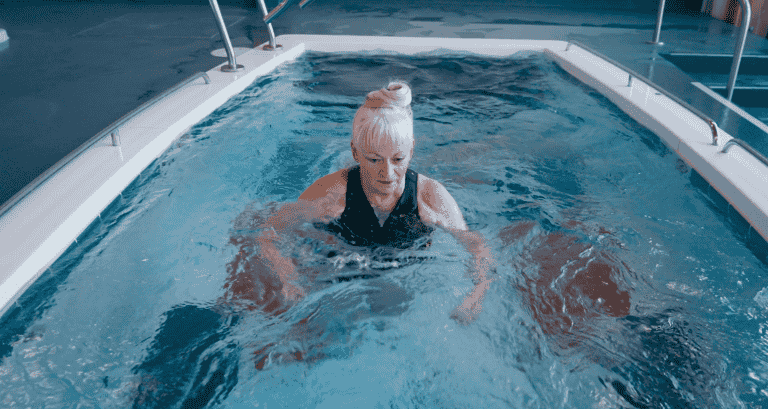 underwater running in the pool