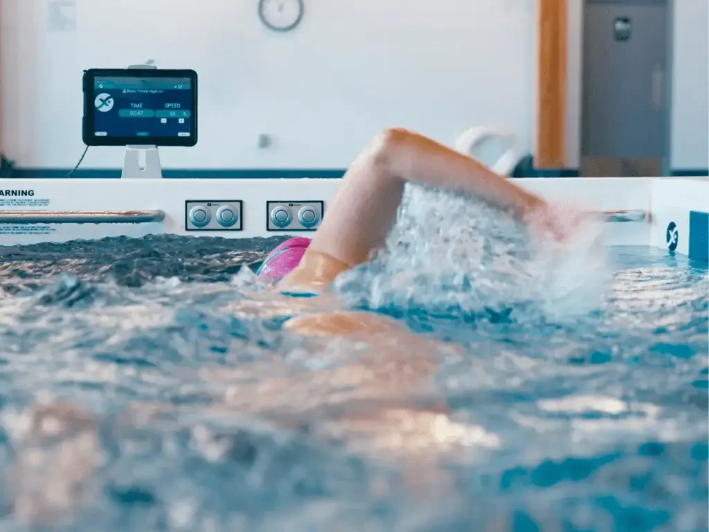 Swimmer swimming in s a SwimEx pool